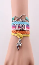 30PCSLOT LULAROE INFINITY LOVE UNICORN CHARM WOVEN BRACELET EUROVEアメリカスタイルバングルハンドメイドレザー編組Bracele4299465