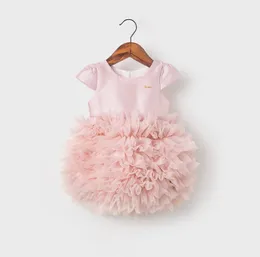 Little Girls 1st Birthday Doping Dress Toddler Kids Tiered Lace Tulle Tutu Dresses Children Princess Dopkläder Z7974