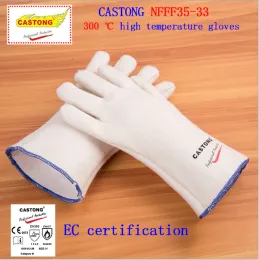 Luvas Castong 300 graus Luvas de alta temperatura Material aramid Material de alta qualidade Luvas à prova de fogo luvas de proteção antiscalding