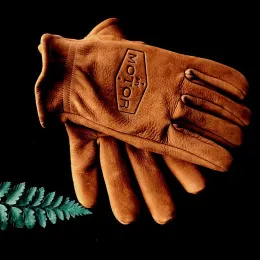 Rękawiczki Retro Rękawiczki motocyklowe Mroźni Pierwsza warstwa Cowhide Męskie i Kobiet Motocyklowe Zużycie ciepłych rękawiczek kempingowych