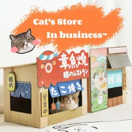 Scratchers New Japanese Style Cat House Wearresistent Scratching Post Large Space Cat Bed Store Series Cat Villa Cat Scratch Plate