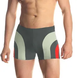 Mäns badkläder 2024 Mens färgblock platt vinkel simning strandbyxor tätt passform och anti -bantning