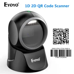 Scanners Eyoyo 1D 2D Desktop streckkodsscanner, med automatisk avkänningsscanning omnidirektionell handfri streckkodsläsare QR -plattformsscan