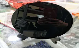 DHX SW riesige 20 cm natürliche schwarze Obsidianplatte Fengshui Dicker Spiegel großer Kreis Disk Königliche Achat Xaga Glase Lava mit Regal7437166