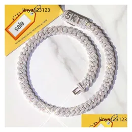 Kolye Kolyeleri Yu Ying Pass Diamond Testi 8-14mm genişliğinde Gra Moissanit 18K Altın Sterling Sier Küba Bağlantı Zinciri Erkekler Hip Hop Necklac Otae