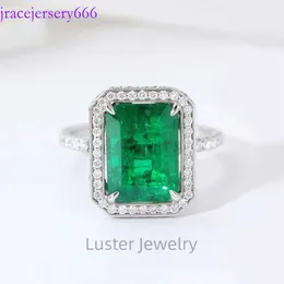 Luster Unique Engagement 2Ct Custom Designed 14K Hidden Halo Green Lab Grown Emerald Gold Moissanite Ring For Women