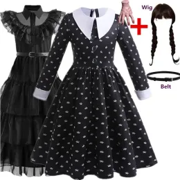 Sukienki środa Cosplay dla kostiumów dla dziewczyn w środę sukienka z siatki dla dzieci sukienki na imprezę na Halloweenowe kostiumy 412 lat