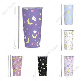 Rabbit Of The Moon Tumbler Vacuum Insulated Anime Thermal Cup with Lid Straw Smoothie Tea Mugs Spill Proof 20oz 240430