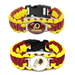 BANGGLE 18 25 mm Glass Football Città Bracciale rosso Bracord Sopravvivenza intrecciato Bangles sportivo Bangles Banghi fai da te