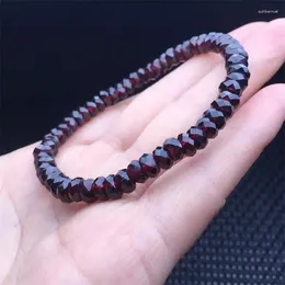 Link Bracelets 6MM Natural Garnet Faceted Bracelet Crystal Women Fashion Jewelry Single Circle Elastic Rope Charoite Gift