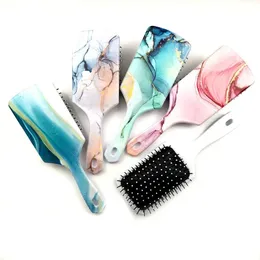 1PCS Marble Hair Comb Hairbrush Salon Hairdressing Straight Curly Hair Comb Massage Paddle Brush Girl Detangling Hair Brush