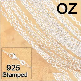 Correntes 1mm 925 Sterling Sier Jóias Diy Moda Mulheres Presentes Rolo Chain Chain Charcles com fecho de lagosta Carimbo 16 18 24-30 Drop de dh12i