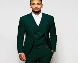 Green Business Party Men Suits 2018 Peaked Lapel Three Piece Blazer One Button Custom Made Wedding Groomsmen 턱시도 6073802