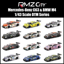 Modelo Diecast Cars 1 43 escala RMZ City Toy Diesel Model BMW M4 DTM Super Factory Team Racing Sport Car Coleção Educacional Displayl2405