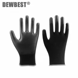 Handskar 24 -stycken/12 par Säkerhetsarbetshandskar Black Pu Nylon Cotton Glove Industrial Protective Work handskar DewBest Brand Leverantör