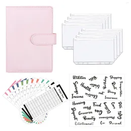 Office Notebook Binder Cash Envelope 6 Ring Money Saving Organizer Gift Budget Planner PU Leather Expense Pockets Label Diary