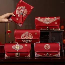 غلاف الهدايا التقليدية Brocade Red Envelope Money Money Bessing Bace Bag Bagn Birthday Wedding Spring Festival Festival