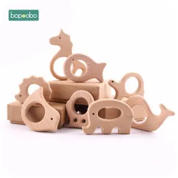 Blocks Bopoobo 5pc Wooden Animal Teether Toys Tiny Rod Teether New Born Baby Toys Play Gym Accessories Baby Toys Wooden Teethers