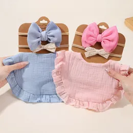 3PCS Baby Headband Zestaw Ręczniki Sali Floral Born Duber Side BIBS Boys Girl