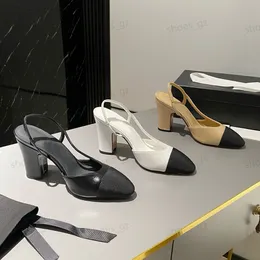 Yaz Slingback Kalın Sandalet Elbise Ayakkabı 9cm Tıknaz Blok Topuklu Yuvarlak Toe Toe Lüks Tasarımcıları Düğün Akşam Ayakkabı Fabrikası Footwe Boyutu 35-42