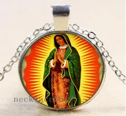 10pcs Virgin Mary Chain collacechristmas Compleanno Giftcabochon Nex Glass Necklace Silverbronzeblack Fashion Gioielli Pendant B6084246934