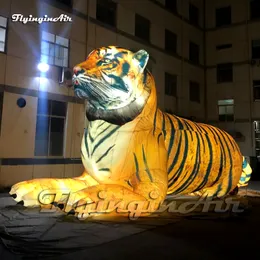 Balloon gigante gigante giallo gigante gigante gigante di tigre di tigre gigante all'ingrosso Modello di mascotte animale con luce a LED per lo spettacolo di palcoscenici da concerto