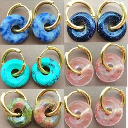 Dangle Earrings Jaspe Cherry Quartz Blue Sand Howlite Unakite Round Beads Earring 1Pair WFH1172
