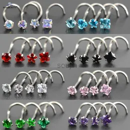 Body Arts 4st/Set 20g Rod Trending 3mm Heart Road Square Star Nose Ring Stud CZ Crystal NoStril Piercing Nariz Lip Nose Piercing Jewelry D240503