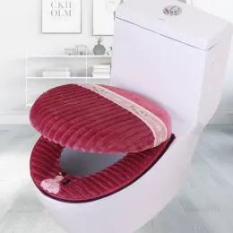 Täcker tjockt twopiece toalettfodral blixtlås toalettstolskydd för badrumsdekor mjuk toalett säte dyna varmt stängningsfodral för hemmet