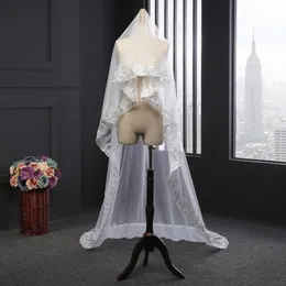 신부 베일 도착 아플리케이드 레이스 3 미터 길이의 스팽글 가장자리 웨딩 액세서리 흰색 상아 헤드웨어 299a