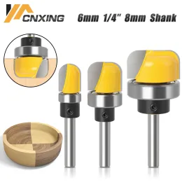 Verktyg 6mm/6.35mm/8mm Shank Bowl Tray Router Bit 11/8 "Diameter Rund näsfräsning Skärare Träbearbetningshörn Router Bit