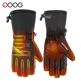 Handskar fem fingrar handskar uppvärmd motorcykel vinter varmt litium batteri nonsslip Skidåkning läder vattentät laddningsbar 221110