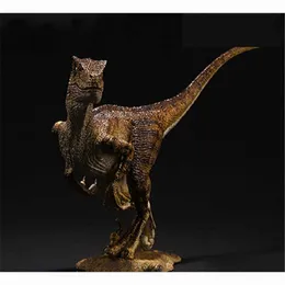 Andra leksaker inventering Jurassic Dinosaur Model Toy Velociraptor Yellow Bronze 2-Style Fan Gift Desktop Statisk dekorationsteknik DisplayL240502