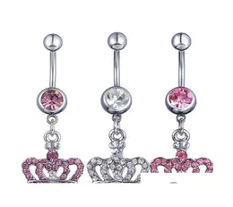 D0370 3 Renk Taç Stili Göbek Piercing Vücut Mücevher Düğmesi Halkası Göbek Halkası Belly Bar 10pcs Lot JFB3343 OL2AQ9384792