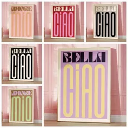 Ciao Bella Amore Mio Music 가사 가사 공연 인디 록 선물 콘서트 벽 예술 캔버스 그림 포스터 거실 홈 장식 J240505