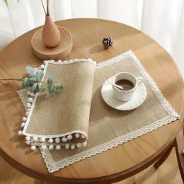 Pads 4PCS Ins Vintage Placemats Comfortable Table MatsNatural Cotton Linen Household Napkin Dinner Mat Twine Woven Vintage Placemats