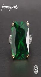 Pansysen 7 Colors Green Emerald Rings Green Pink Red Purple Gemstone S925 Silver Jewelry 약혼 반지 크기 512 LY1913204632