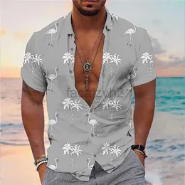 Mäns plus tees polos 2024 Men's Beach Shirt 3D Digital Print Tropical Forest Animal Hawaiian Shirt Casual Shirts