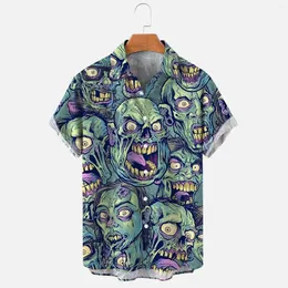 Camisas casuais masculinas Summer 3D Digital Skull Series impressas camisa havaiana de tamanho grande a acessível roupas de mangas curtas de mangas curtas