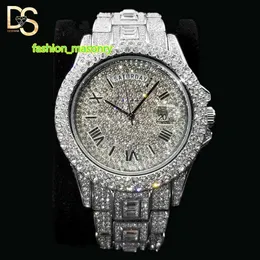 최상위 Moissanite Diamond Watch 고급 블링 아이스 아웃 Moissanite 고급 울트라 손목 힙합 버스트 다운 워치