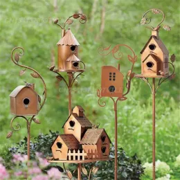 Гнездо металлические птичьи дома долговечный изысканный кормочный садовый сад орнамент домашний сад Декор ржавоизируемый простой сборник Колибри дом