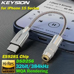 Klucz wzmacniacza Typec do 3,5 mm DSD256 Zatrudnienie Wzmacniacz słuchawek Audio MQA 32bit 384KHz HiFi Adapter DAC dla iPhone 15 Pro Max Mac