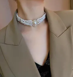 CHOKERS 2021 Fashion Pearl Bead Chokker Necklace Lady Collar a strati per la decorazione delle donne sul collo femmina Mujer2344983