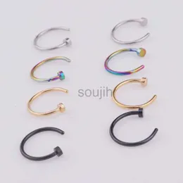 Body Arts 1PC/Lot 6/8/10mm Punk Stainless Steel Fake Nose Ring C Clip Lip Ring Earring Helix Rook Tragus Faux Septum Body Piercing Smycken D240503