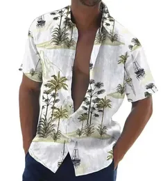 Herrpolos kokosnöt tr -skjorta för män3d tryckt herr skjorta hawaiian strand korta slve casual tops t skjortor man kläder blus camisa t240505