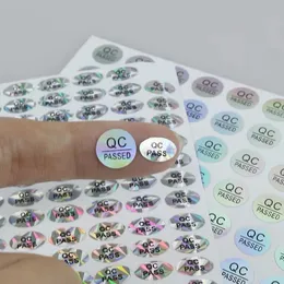 800/1800pcs Spot supply 10mm PASSED hologram laser PET paper label product certification stickers 240416