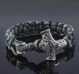 Antike nordische Wikinger -Männer Armbänder Paracord Amulett Runen Perlen Hand gemacht Seilwick
