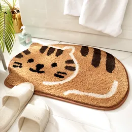 2024 Nya mode badrum djurkatter matta badkar fyra bladklöver fast färg plysch