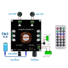 Wzmacniacze XHA126 160WX2 Bluetooth 5.0 Digital Power Wzmacniacz Stereo TDA7498E Wzmacniacze Aux TF Amp Pilot Control 12v 24V 24V