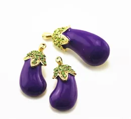 Warmhome Trendy Jewelry Enamel Glaze Copper Fashion Purple Eggplant Gem Brooches Earrings Women Jewelry5766267